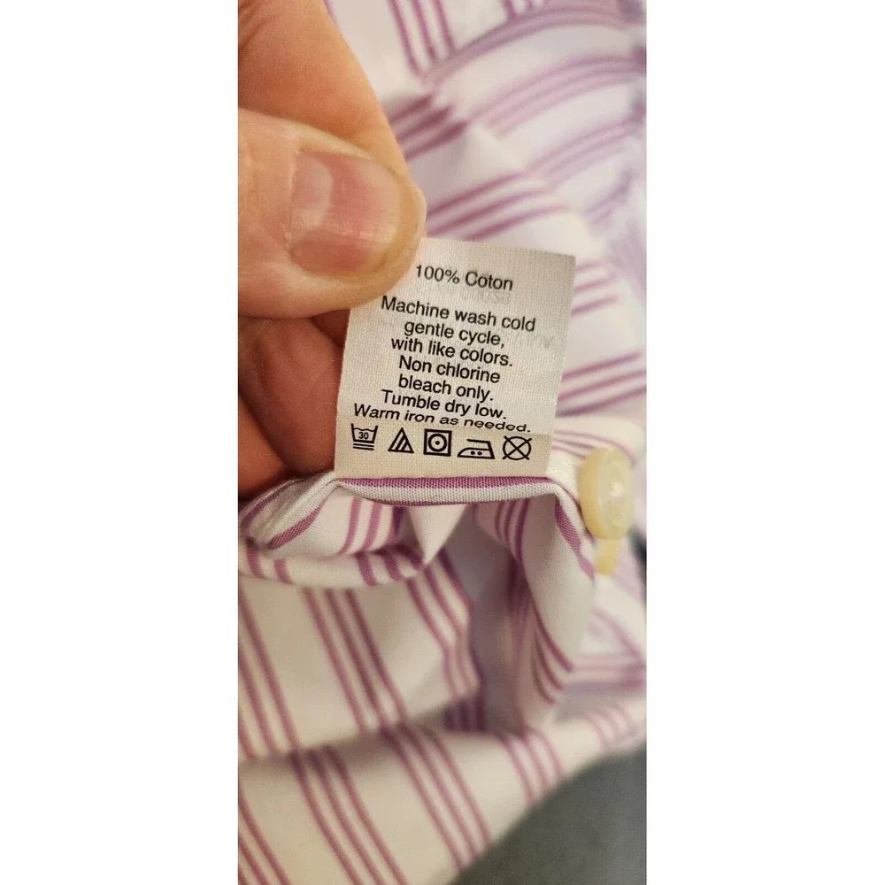 Thompson by J.Crew Wrinkle Free Dress Shirt‎ Men's Sz M Lilac Stripe Preppy